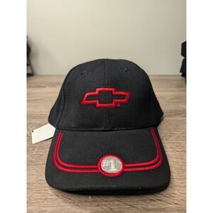 Vintage NASCAR Chevrolet Chevy Black Hat Cap Racing Car #1 Speedway Blues OSFM‎